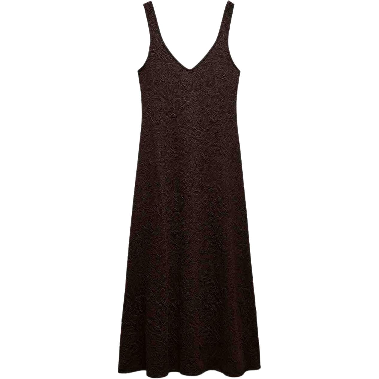 ZARA V Neck Moderate Mid Length Brown