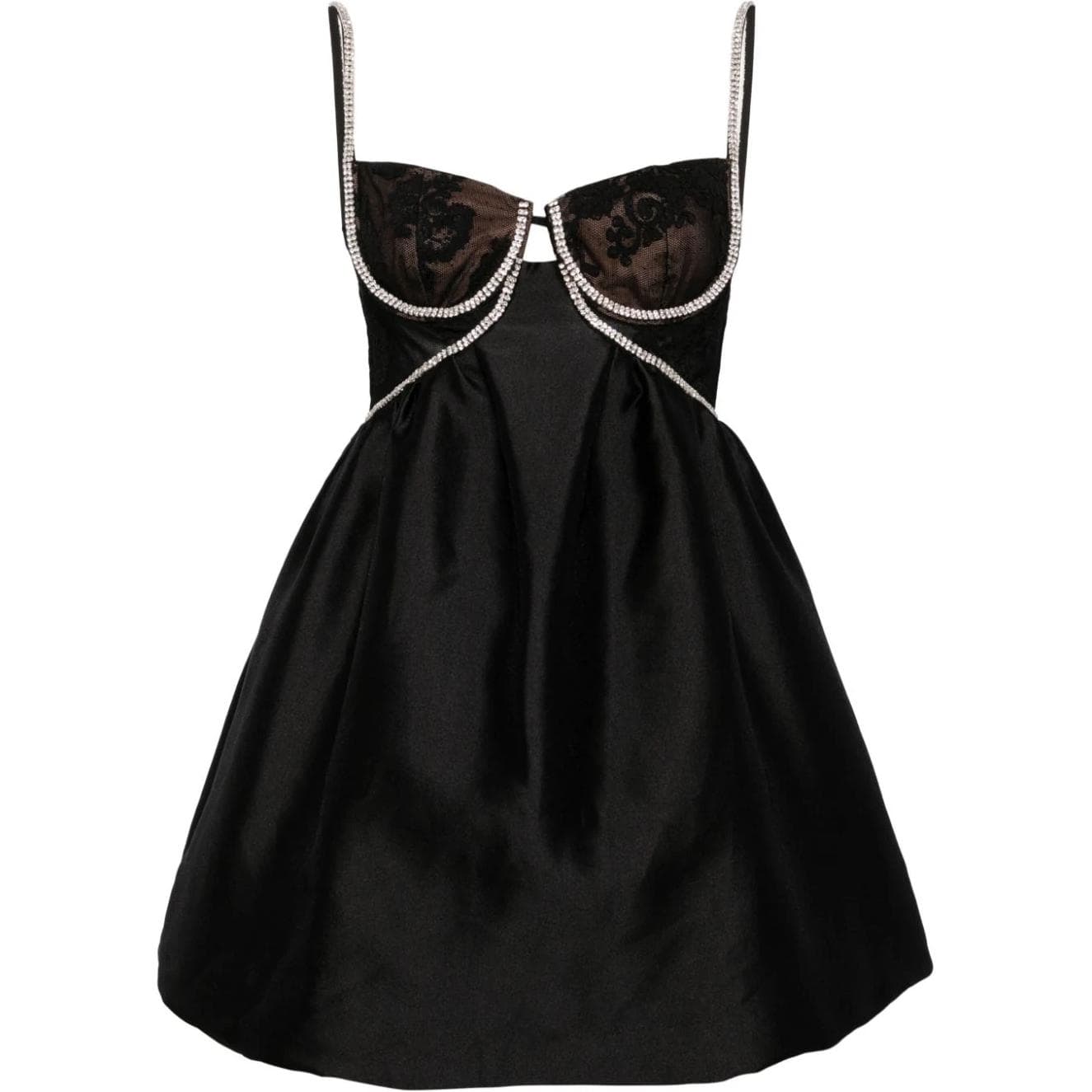 Self portrait Diamante Taffeta Mini Dress Black
