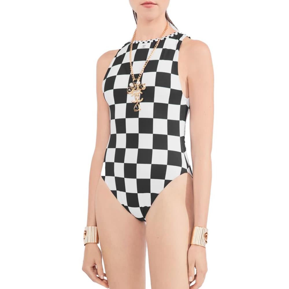 CHANEL 23 Spring Summer 23C One piece Swimsuit Black Black