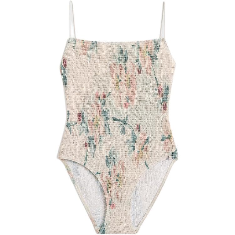 TOTEME Floral print Smocked Swimsuit Washed Floral Print
