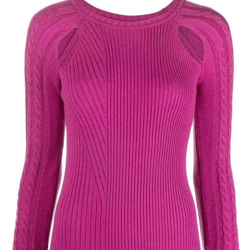 PINKO Long Sleeved Rose Purple Crew Neck Moderate Short