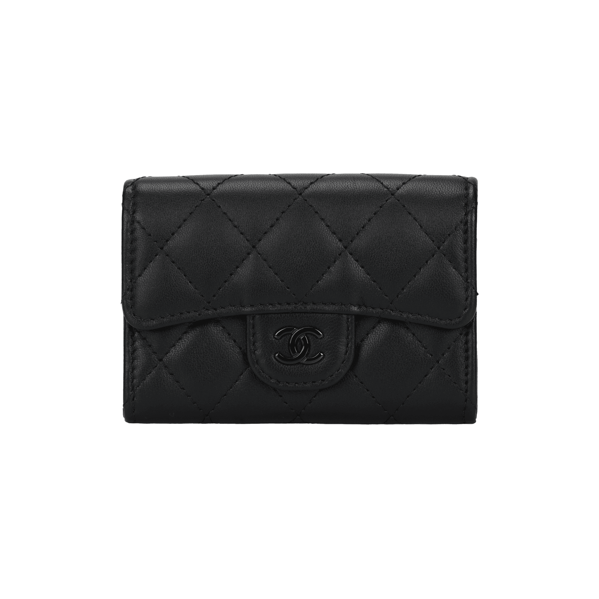 CHANEL Classic Flap CF Sheepskin Flap Coin Purse, Flap Card Holder Black Box(Basic Set+Box)