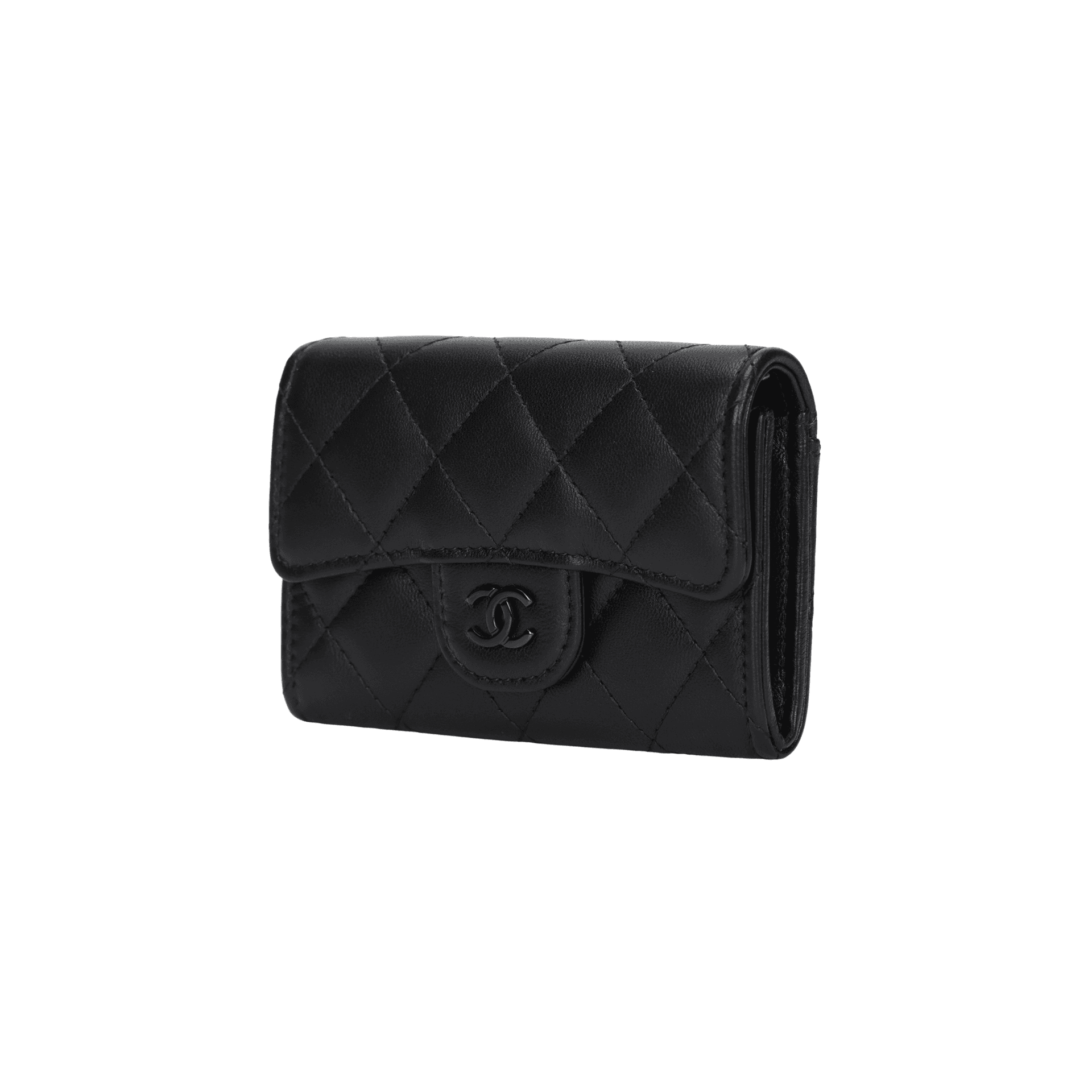 CHANEL Classic Flap CF Sheepskin Flap Coin Purse, Flap Card Holder Black