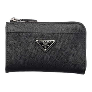 PRADA Saffiano Cow Key Pouch Black