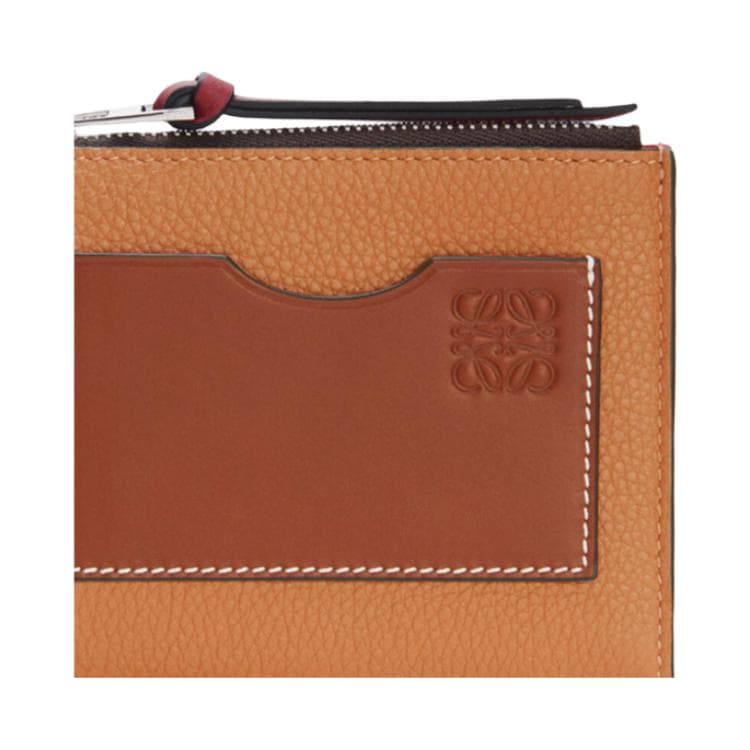LOEWE Soft Grain Cow Card Holder Light Caramel/Hickory Nuts