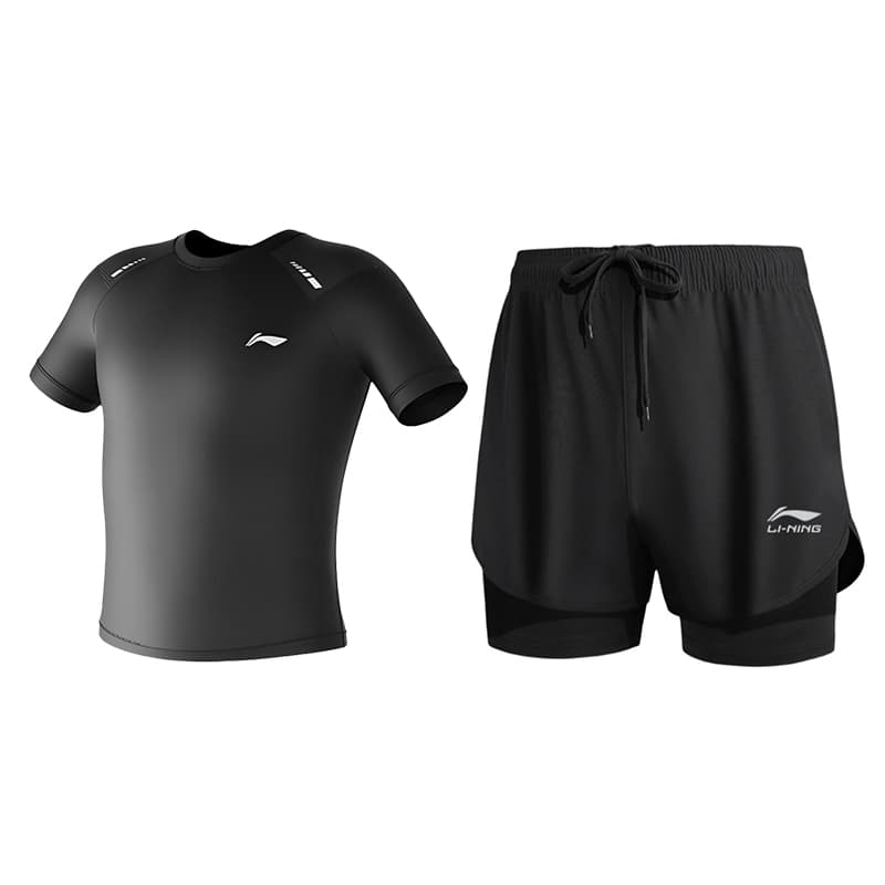 Li Ning Swimsuit Set Black Black Swimwear+Black Swimming