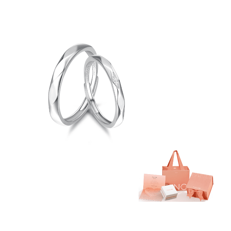 FANCI 925 Sterling Silver Ring Pair Couple RingsDiamond Edition