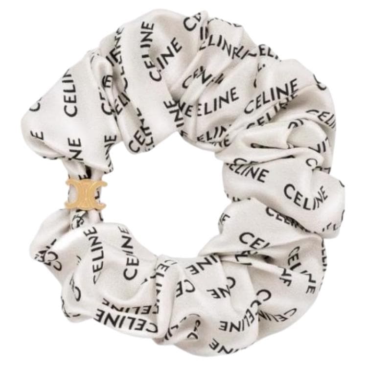 CELINE Silk Hair Tie White