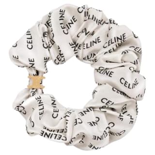 CELINE Silk Hair Tie White