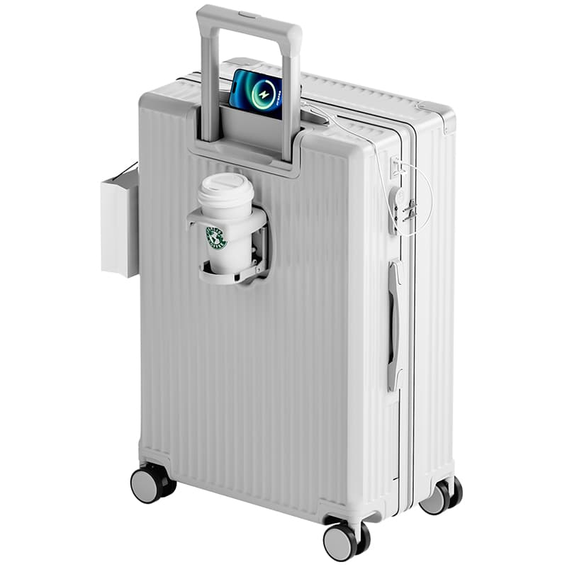Lixiangzhuyi ABS+PC Rechargeable Luggage Password Check in Box 20 Inch, 24 Inch, 26 Inch, 22 Inch, 28 Inch Shell White