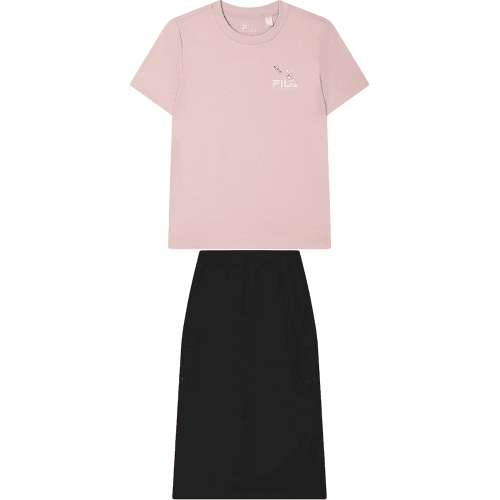 FILA ORIGINALE Skirt Set Clothing Sets (Bare Pink Top+Jet Black Bottom)