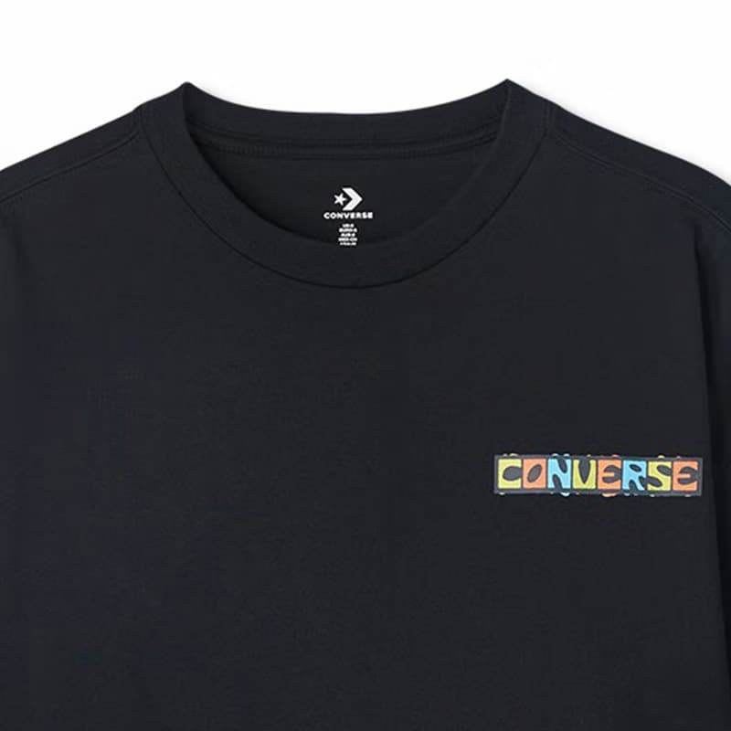 Converse Set in Sleeve T Shirt Black