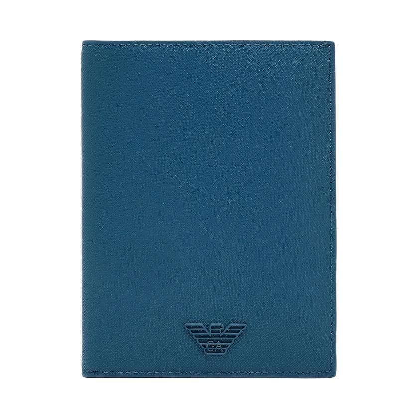 EMPORIO ARMANI Polyurethane Card Holder Dusk Blue Basic Set (Bag+Dust Bag)