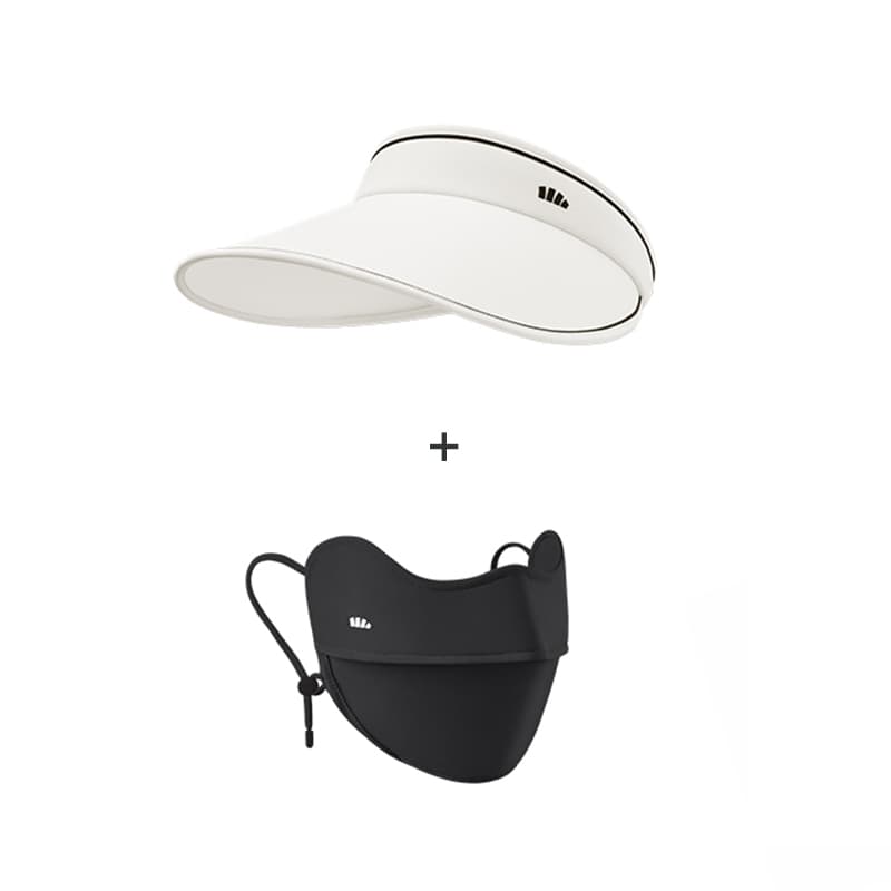 [Box]Twilight Black Face Mask+Frost Milk White Sun Protection Hat