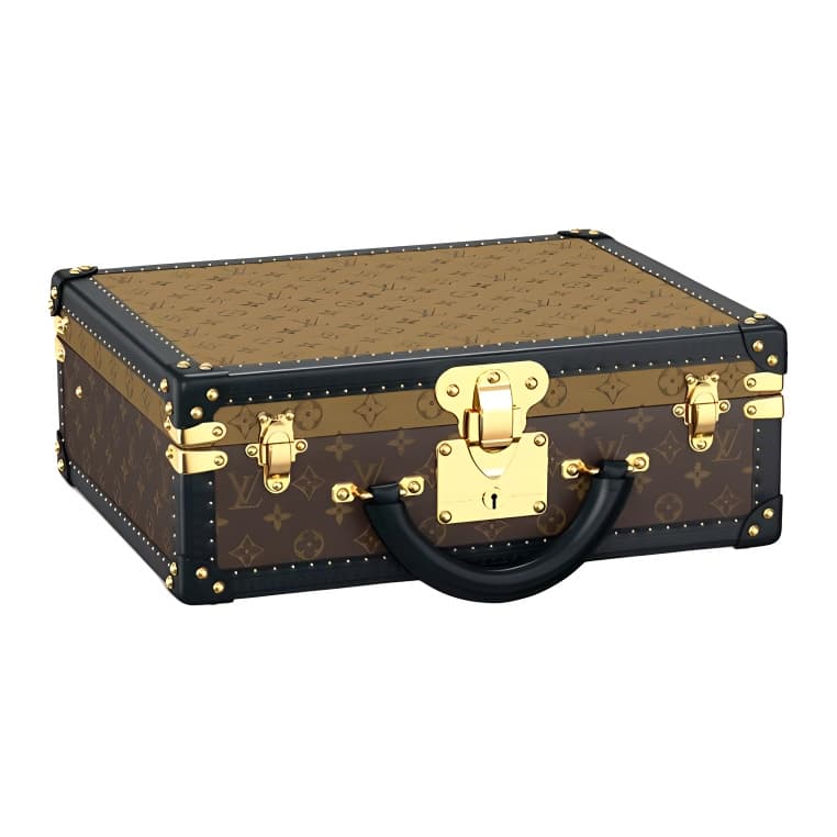 LOUIS VUITTON Coated Canvas Handbag Hard Case Storage Box Medium Brown Basic Set (Bag+Dust Bag)