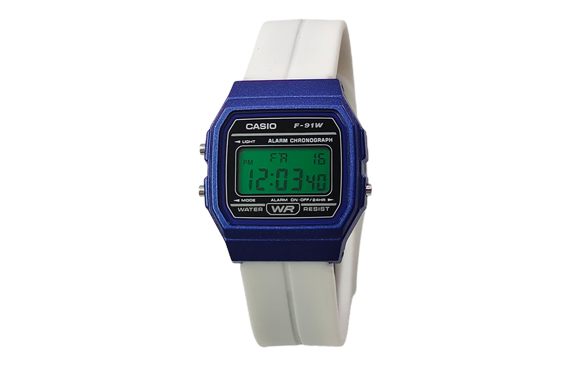 White Strap Green Watch Lens