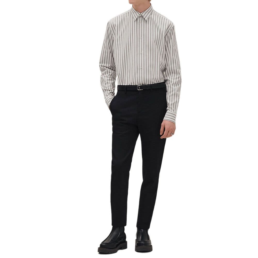 HERMES Shirts Gray Lapel Moderate Other Gray