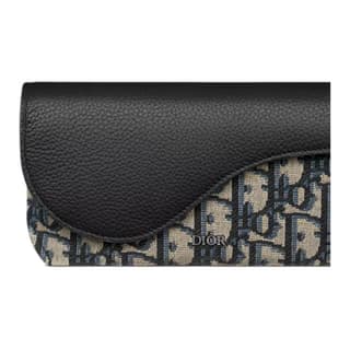 DIOR OBLIQUE Calfskin Eyeglass Pouch Beige Black