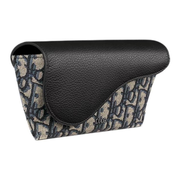 DIOR OBLIQUE Calfskin Eyeglass Pouch Beige Black