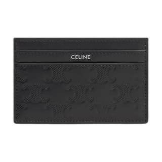 CELINE Triomphe Cow Card Holder Black