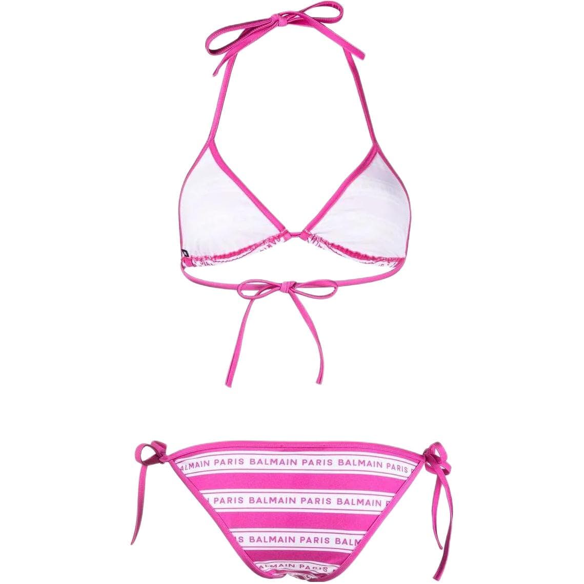 Balmain striped logoprint bikini