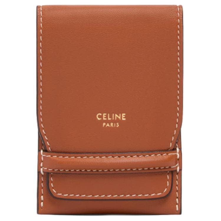 CELINE Lambskin Clutch Business Card Bag Merch Luggage Tag Tawny Basic Set (Bag+Dust Bag)