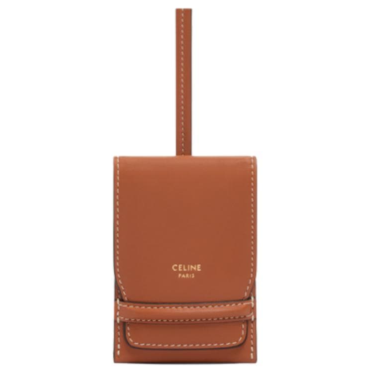 CELINE Lambskin Clutch Business Card Bag Merch Luggage Tag Tawny