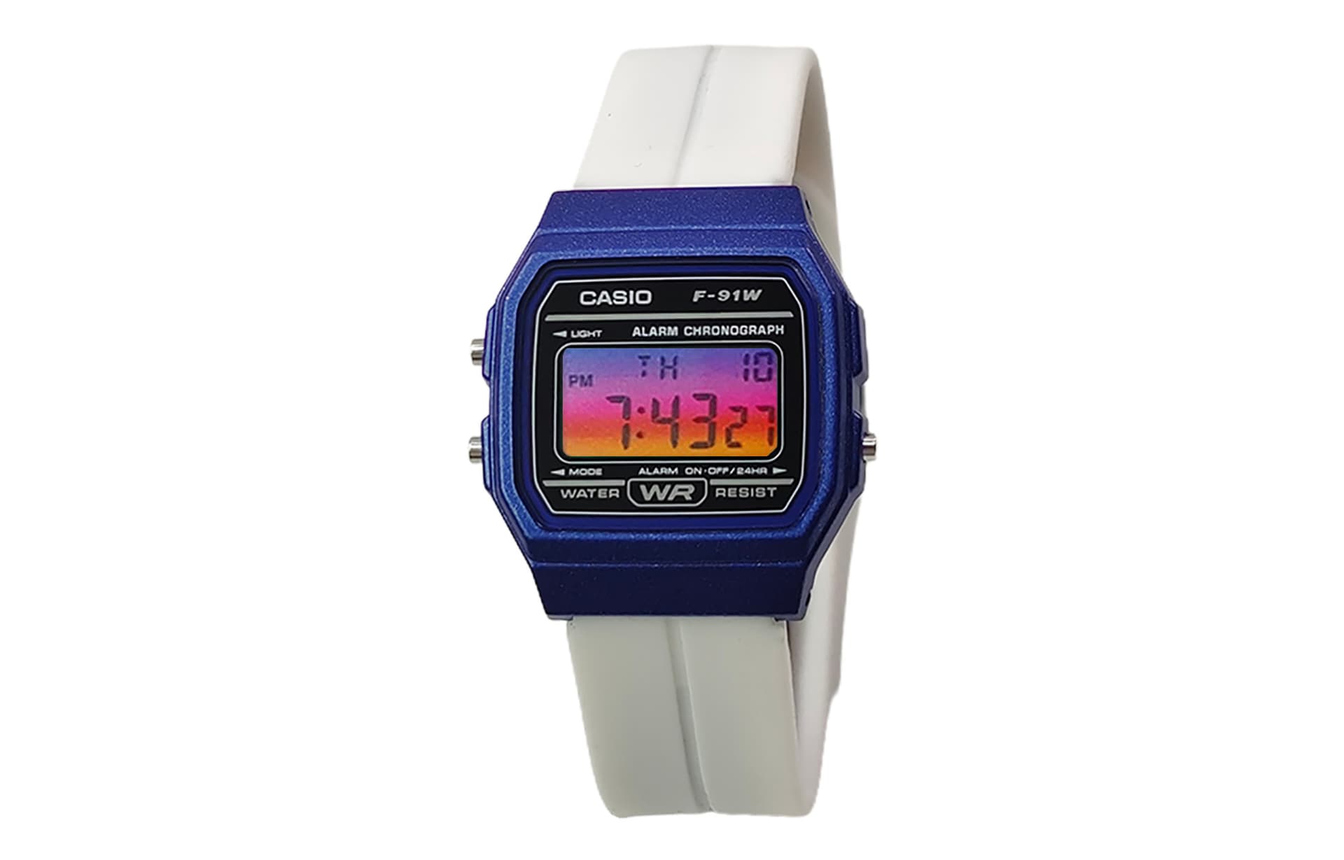 White Strap Purple Yellow Gradient Watch Glass