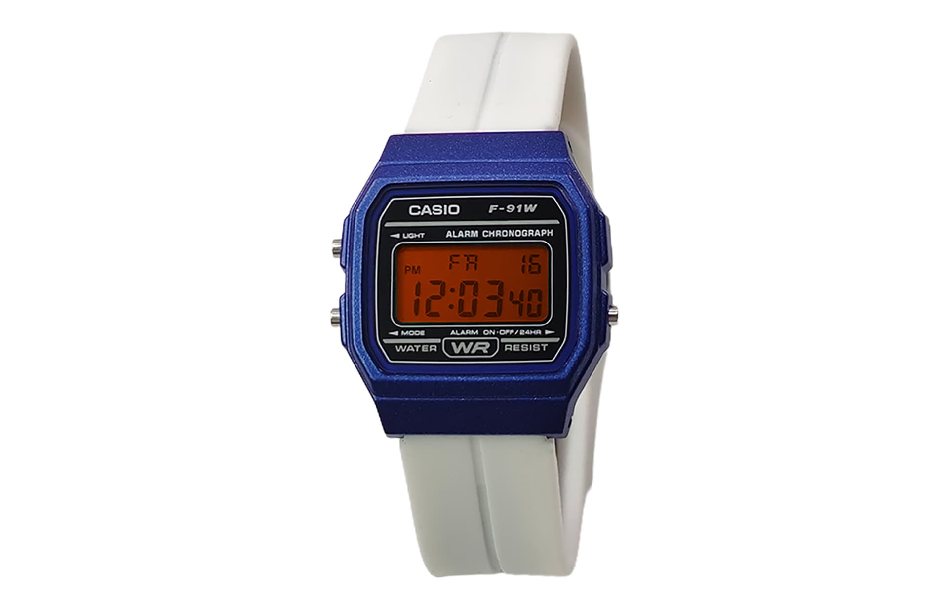 White Strap Orange Watch Lens