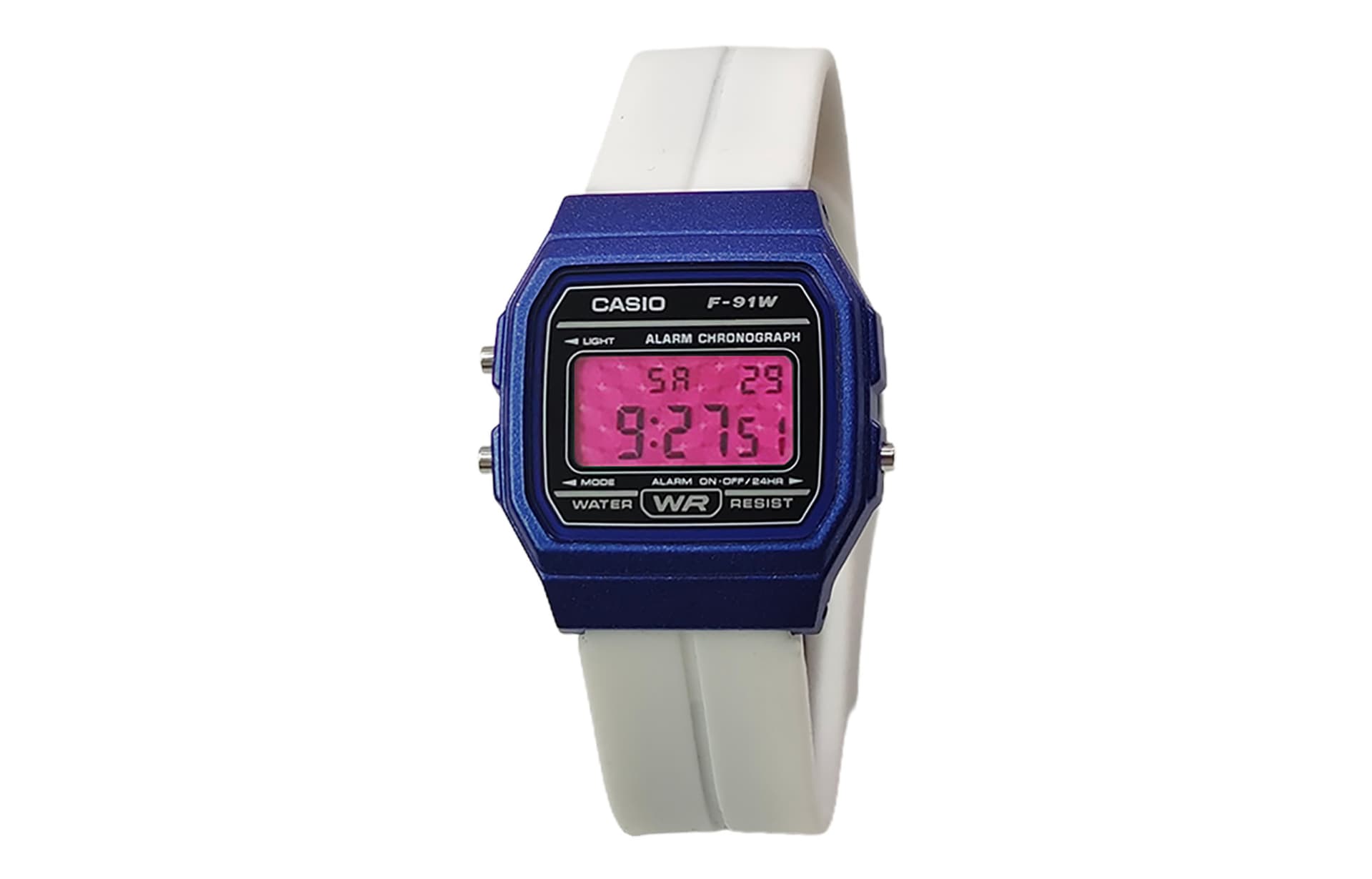 White Strap, Barbie Pink Plaid Watch Lens