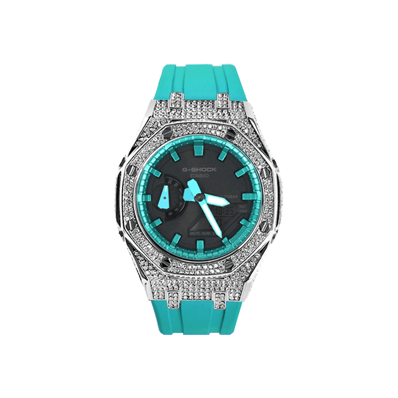 Star Diamond Green Flash (Silver Full Rhinestones Ice Blue)