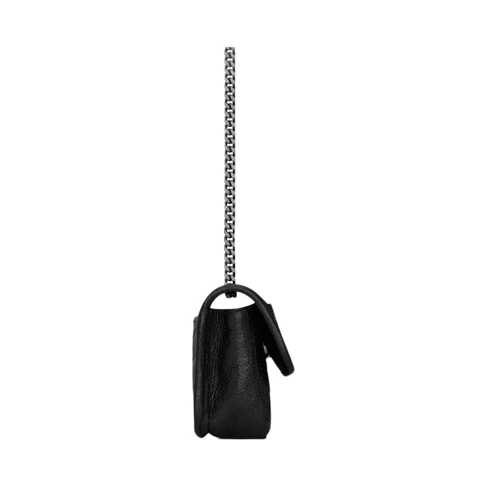 SAINT LAURENT Niki Cow One Shoulder Crossbody Earphone Case Black