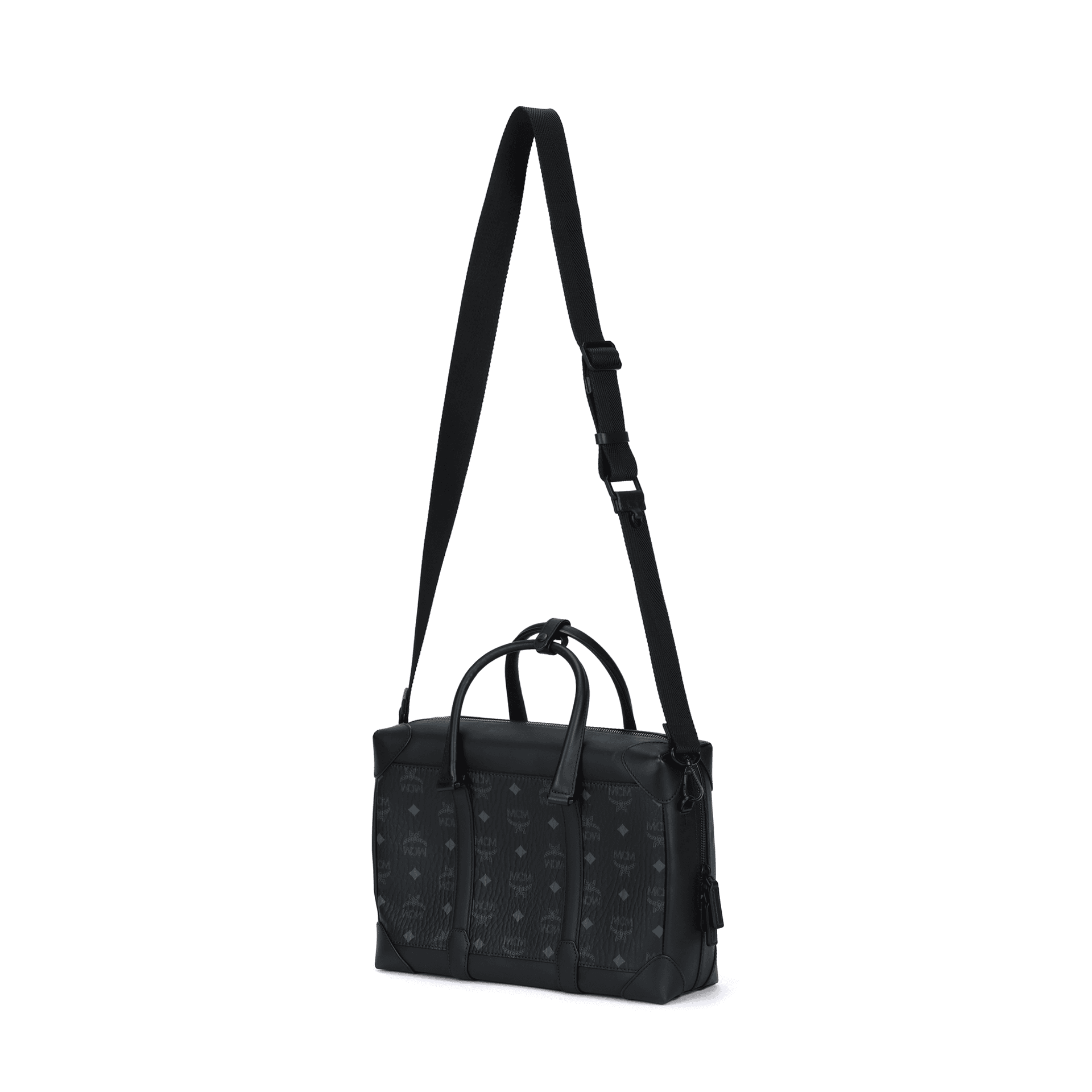 MCM Coated Canvas With Nappa Trim Briefcase, Shoulder Bag, Crossbody Bag, Handbag Medium Black