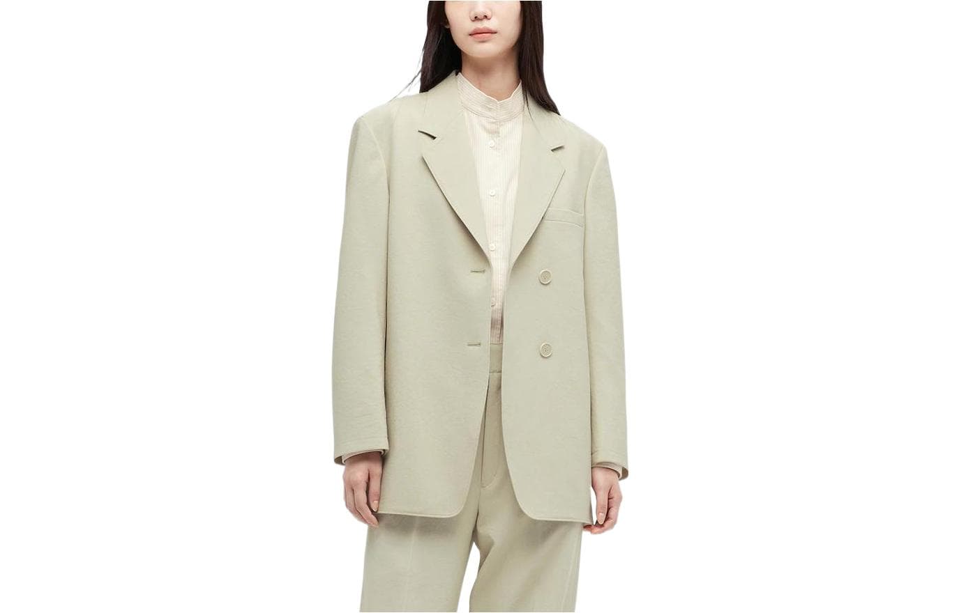 UNIQLO Business Suits Light Green Suit Collar Moderate Straight Fit Light Green