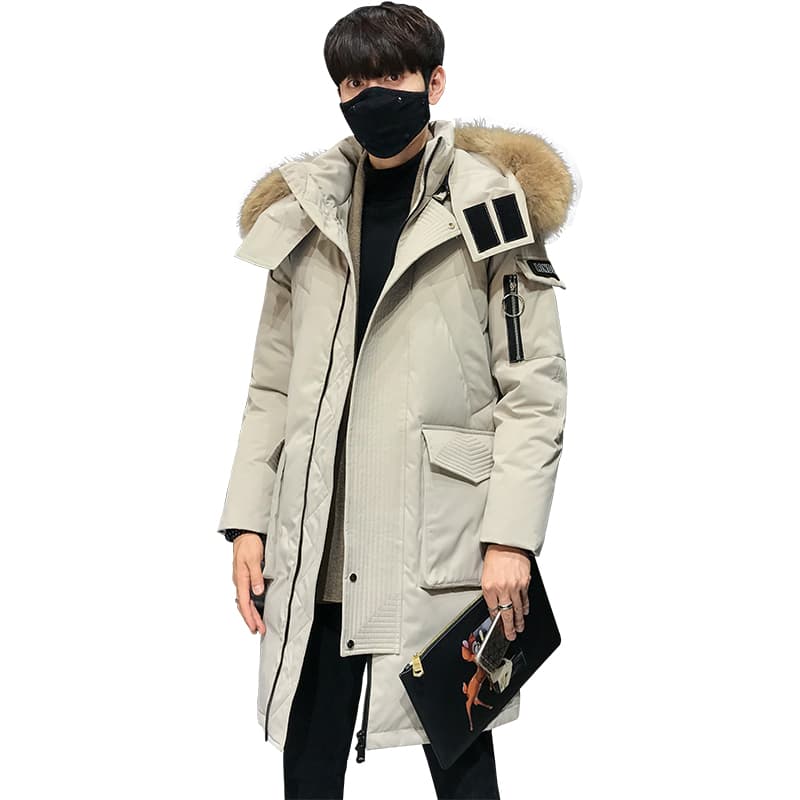 JEEP SPIRIT Down Jackets Detachable Hood Thickened Down Coat Ecru