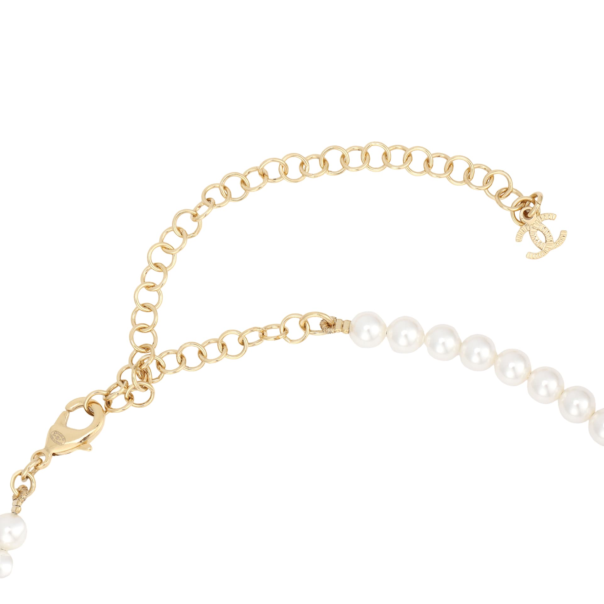CHANEL 24P Pearl Necklaces Gold/White