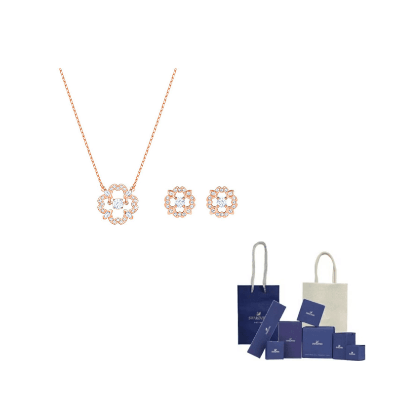 Swarovski Sparkling Dance Flower Swarovski Element Necklaces Rose Gold