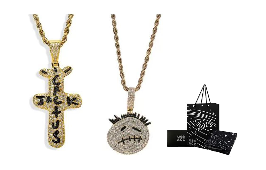 Gold Ghost Face+Gold Brand Necklace