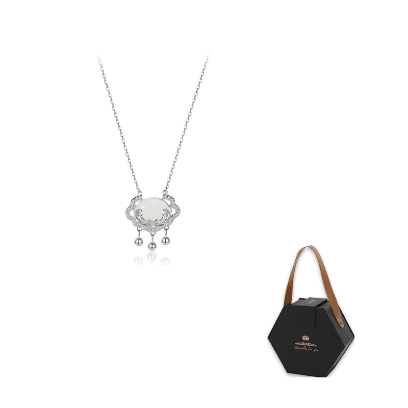 Ruyi Longevity Lock Necklace Silver