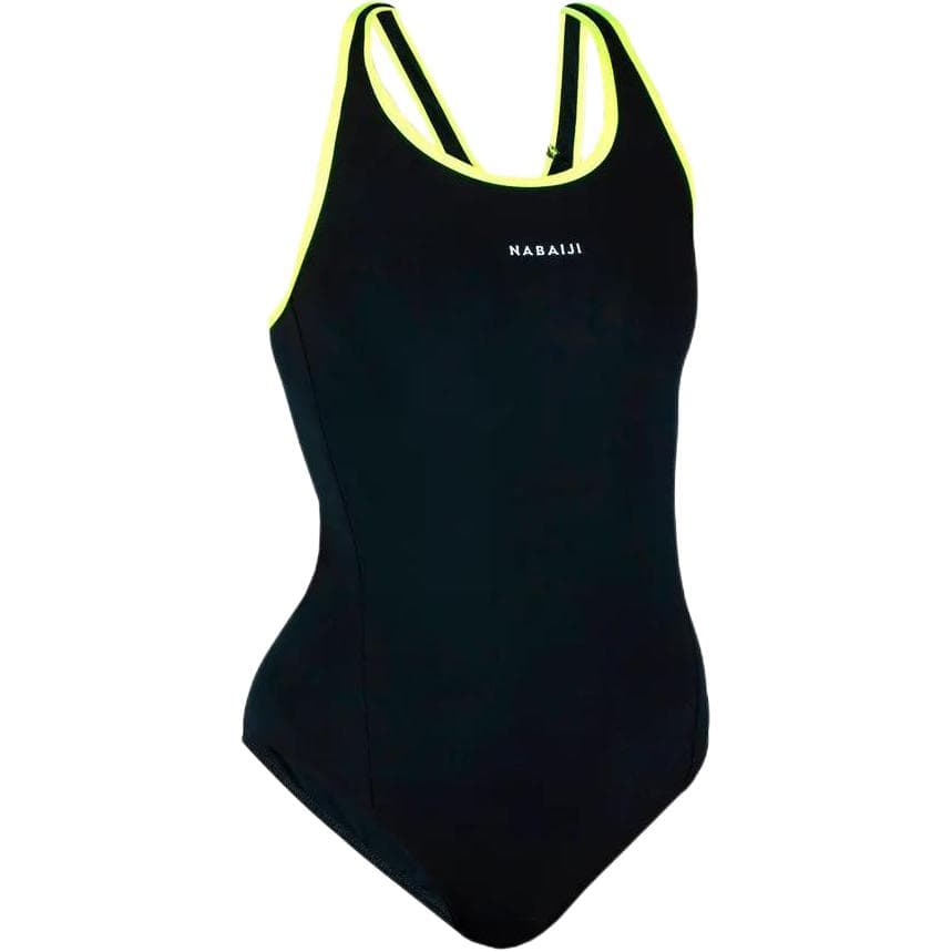 DECATHLON One piece Swimsuit Smoked Black/Neon Yellow Smoked Black/Neon Yellow