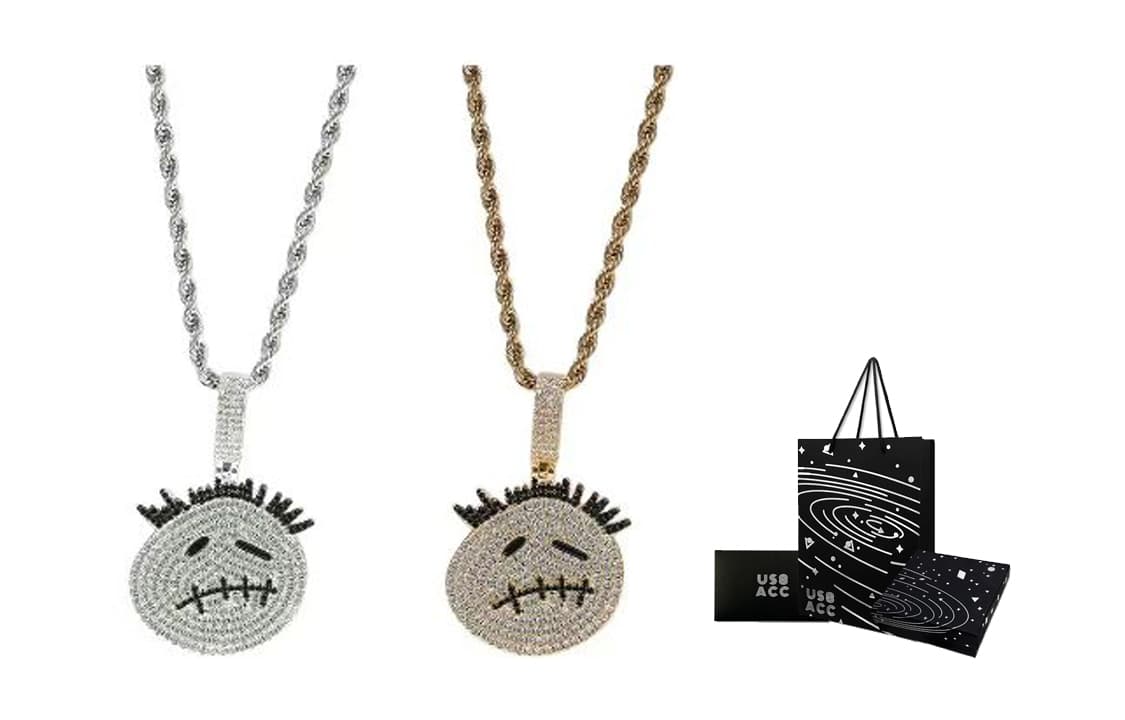 Silver+Gold Ghost Face Necklace