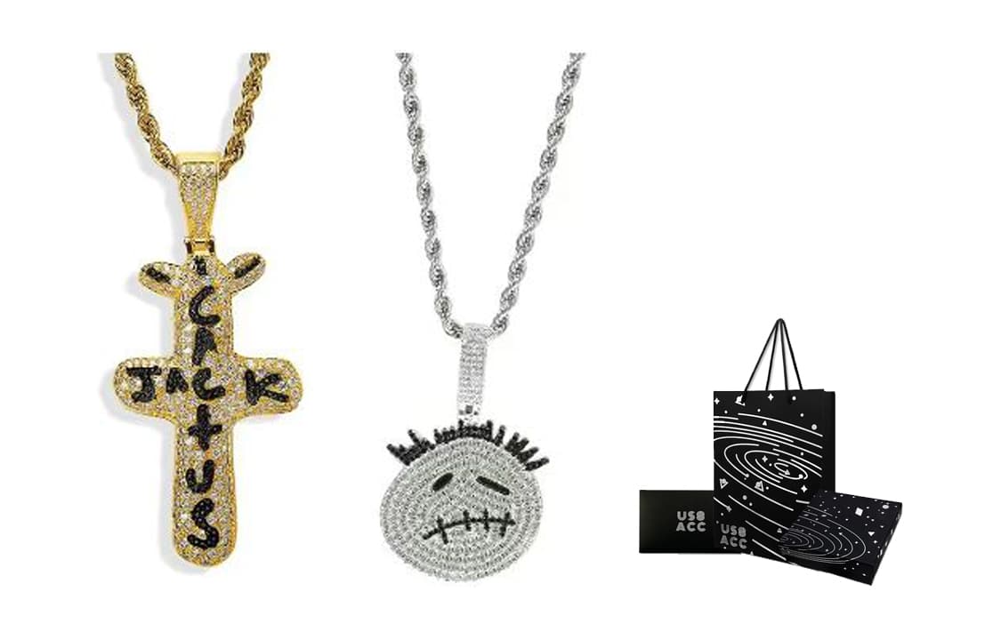 Silver Ghost Face+Gold Brand Necklace