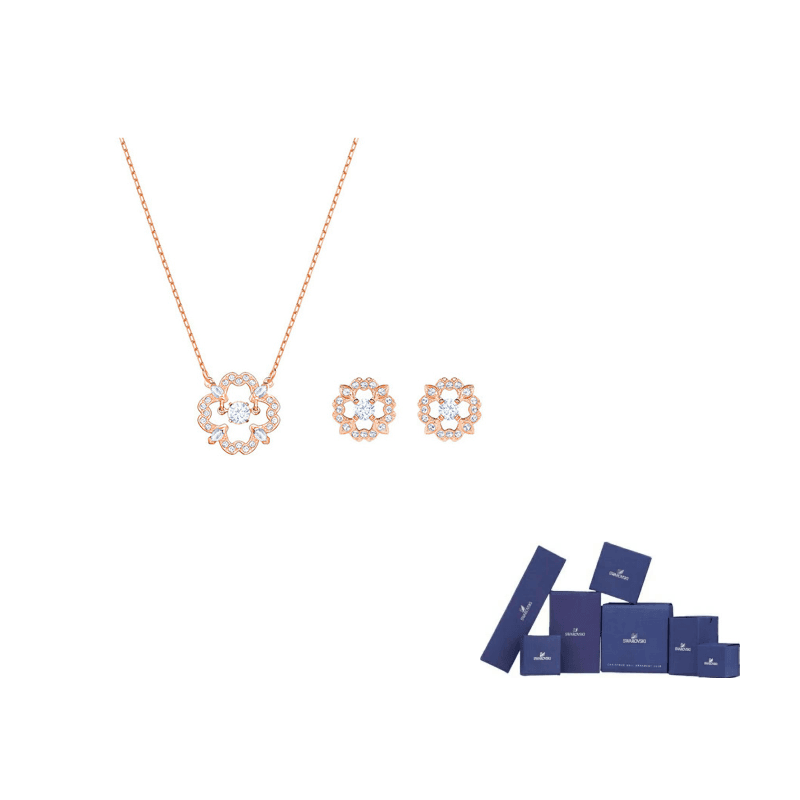 Swarovski Sparkling Dance Flower Swarovski Element Necklaces Rose Gold