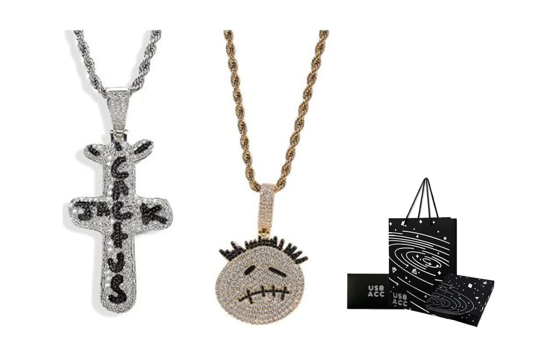 Gold Ghost Face+Silver Brand Necklace