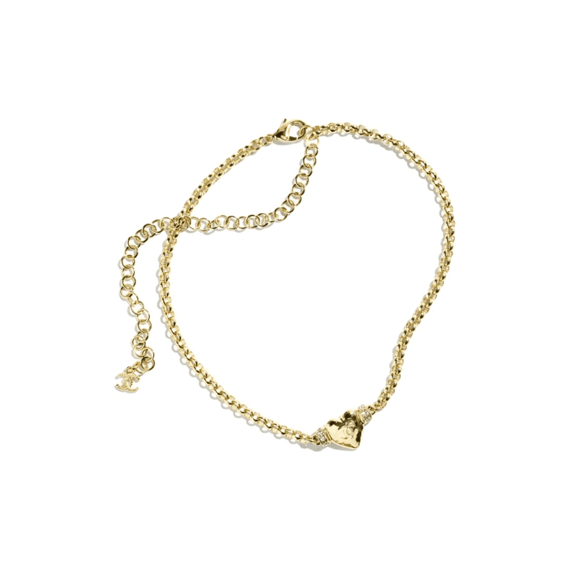CHANEL 24P Metal, Rhinestone Necklaces Gold