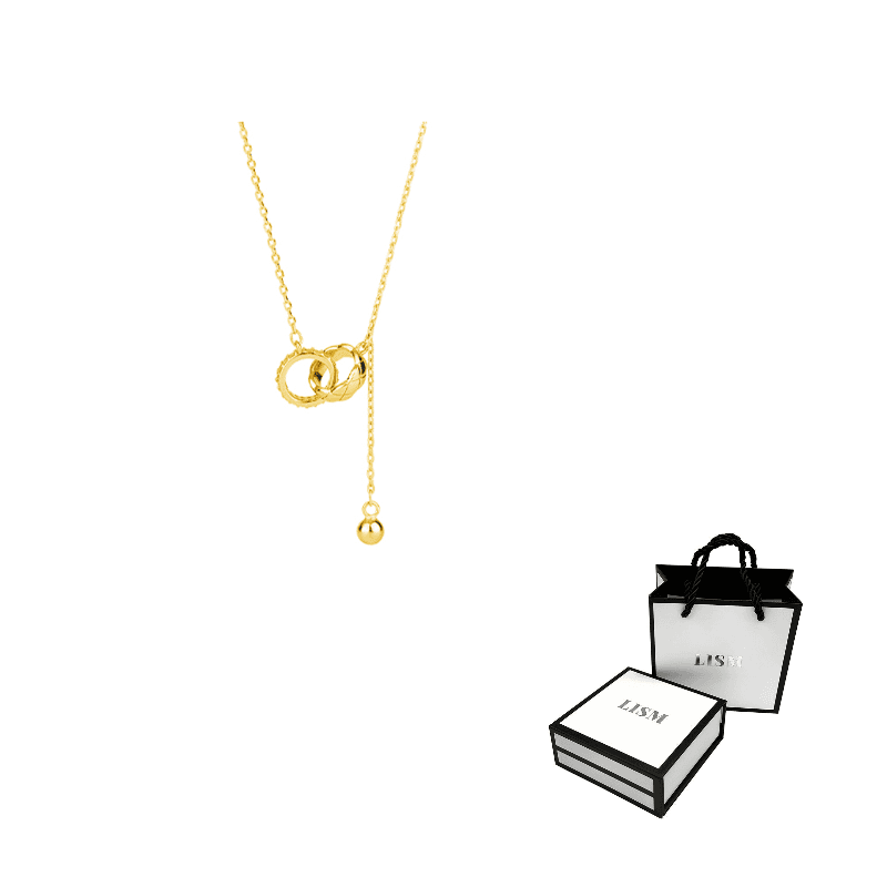LISM 999 Fine Silver Necklaces Interlocked Sterling Silver Necklace-Gold