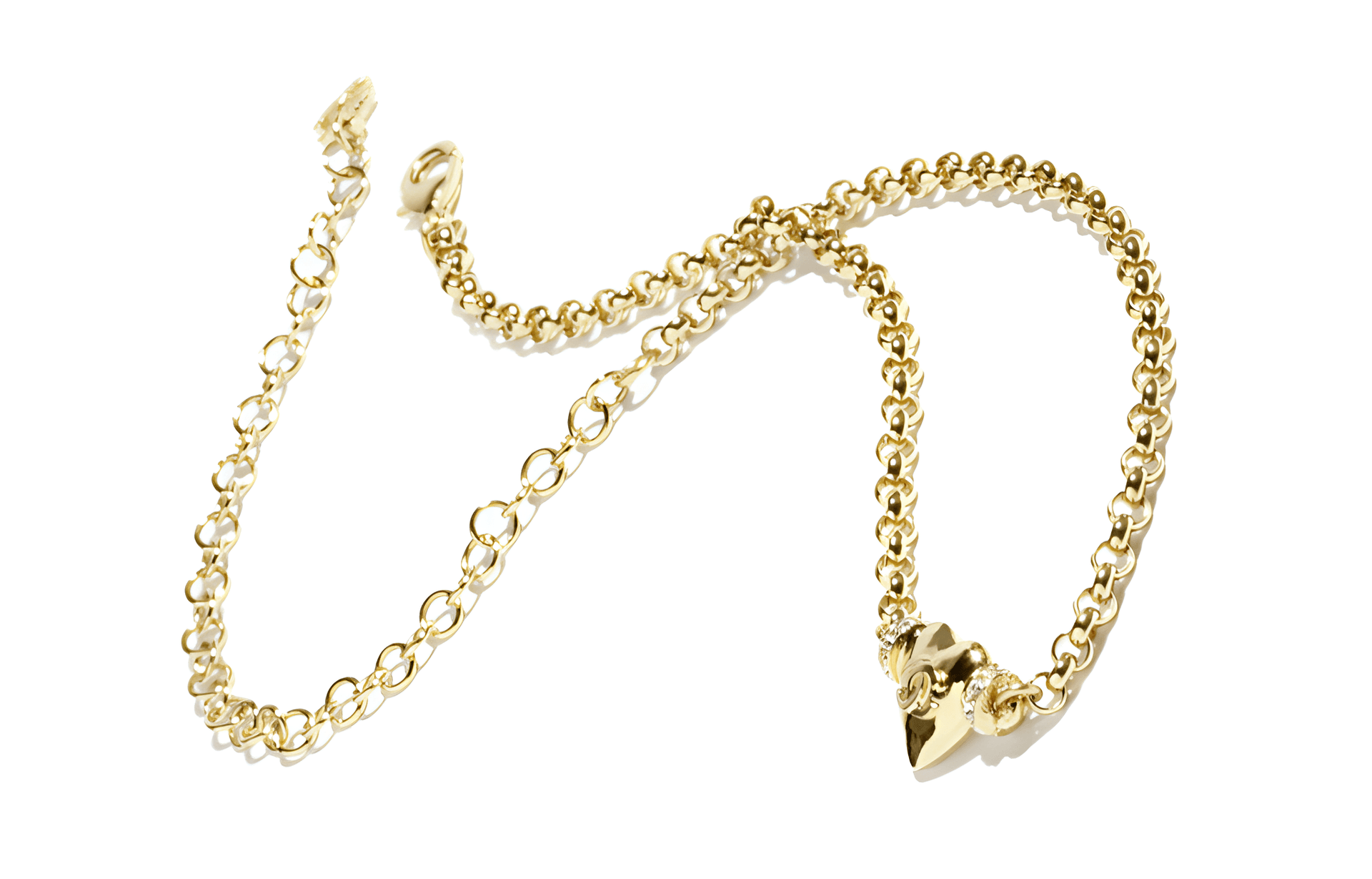 CHANEL 24P Metal, Rhinestone Necklaces Gold
