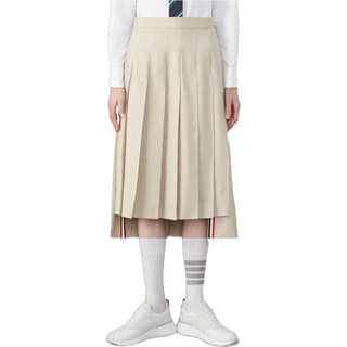 THOM BROWNE RWB Tab High Hem Pleated Midi Skirt