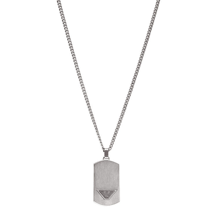 EMPORIO ARMANI Stainless Steel Dog Tag Necklace Silver