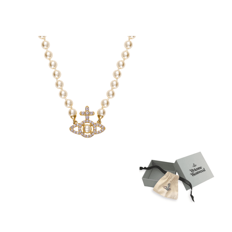 Vivienne Westwood Orb Pendant Embellished Necklace Gold